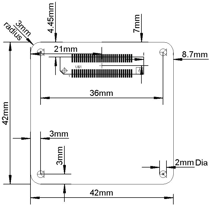 Technical drawing of the board